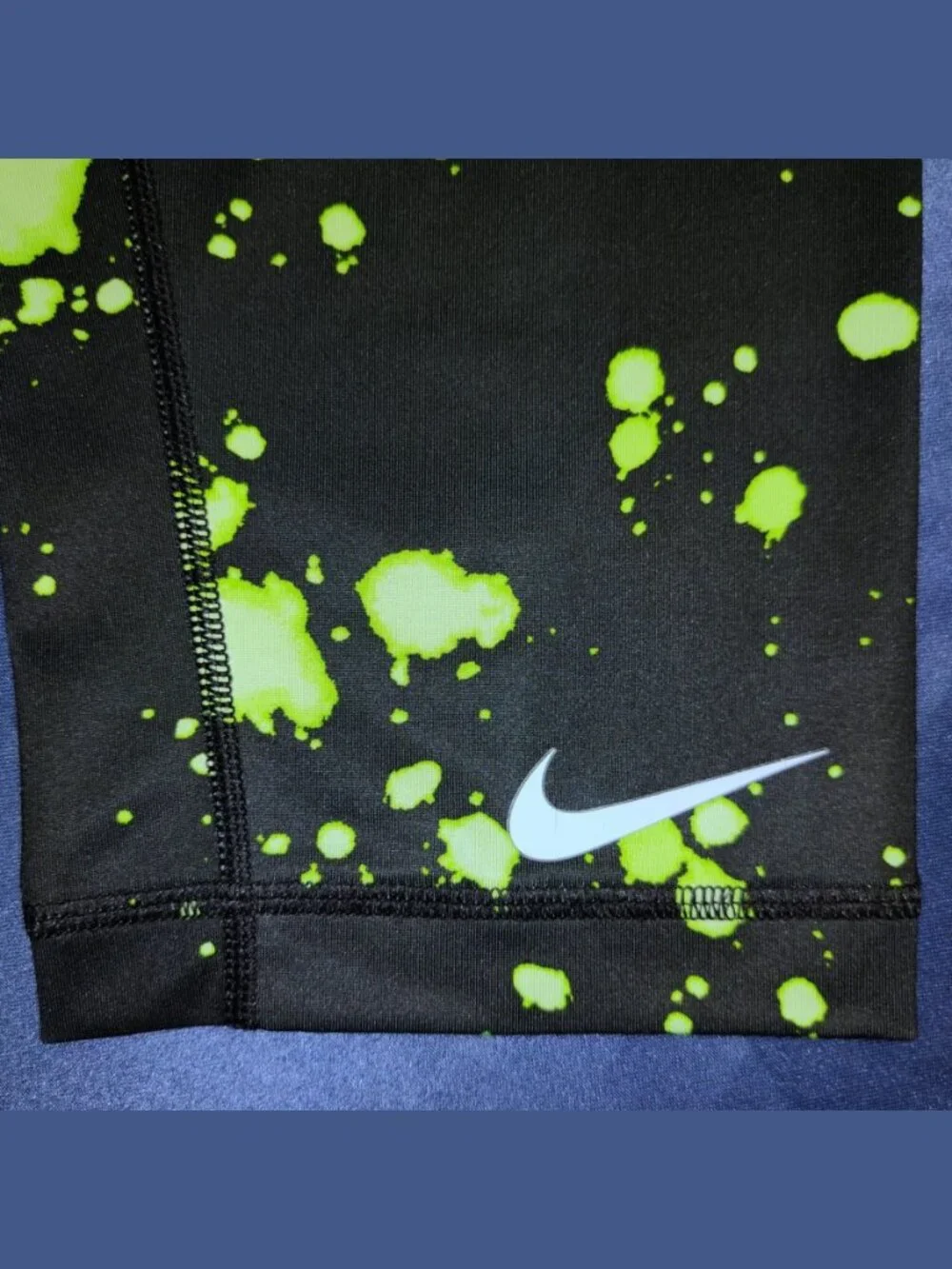 Nike Pro Dri-FIT Fitted Capri Leggings - Black w/Neon Green Splatter - Women's S